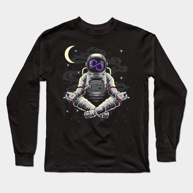 Astronaut Yoga Polygon Matic Coin To The Moon Crypto Token Cryptocurrency Wallet Birthday Gift For Men Women Kids Long Sleeve T-Shirt by Thingking About